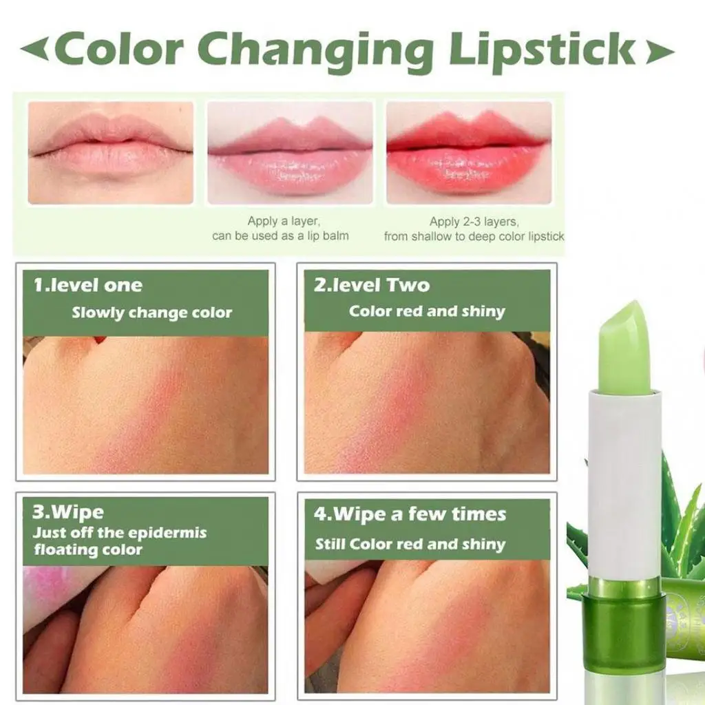 PNF Long Lasting Aloe Vera Natural Lipbalm Moisturizing Temperature Color Changing Makeup Protection Lips Balm Levre Cosmetics | Красота и