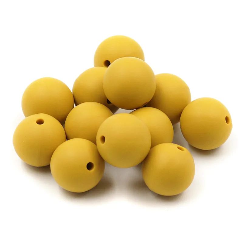 JOJOCHEW 100 шт. горячая Распродажа Силиконовые Бусины круглые горчично-желтые 2017