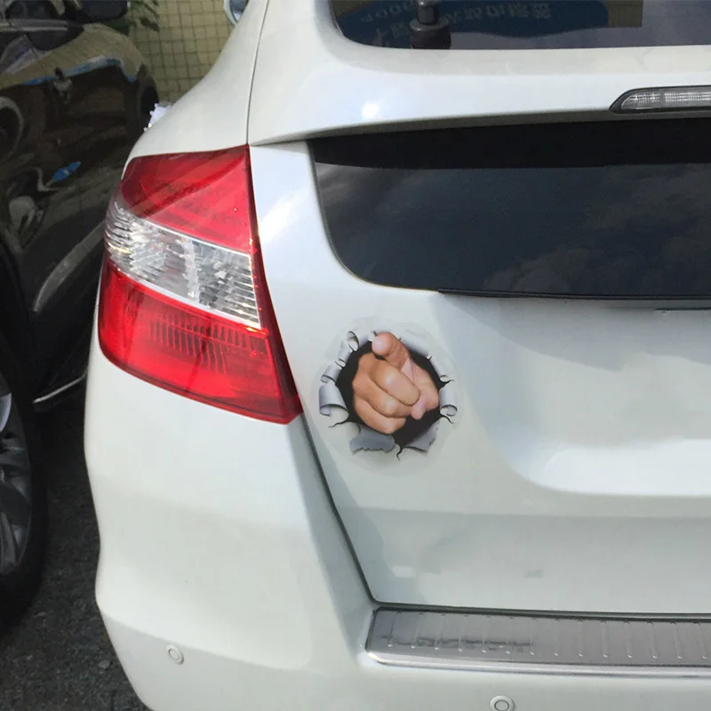 1 шт. SEEYULE Новый палец кулак точка у вас узор 3D наклейки для автомобиля забавные