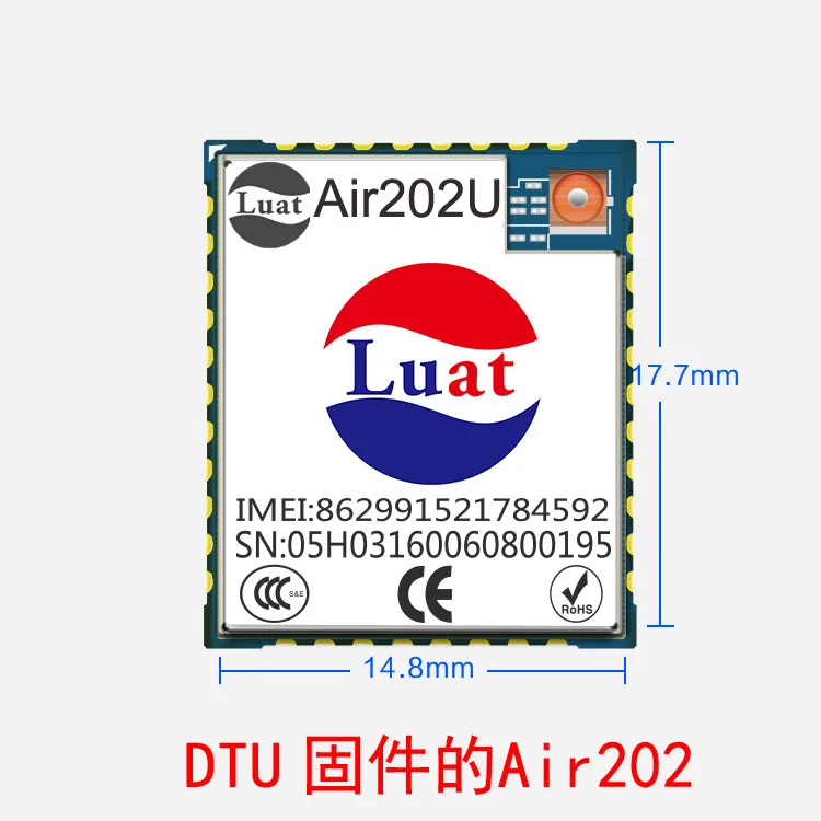 

Модуль GSM/GPRS с прошивкой DTU полностью настроен автоматически, Luat разрабатывает Air202U в течение двух раз.