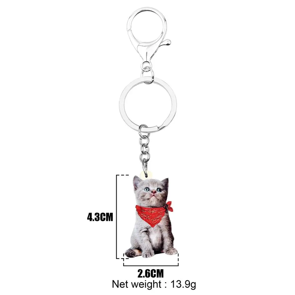 Бонсни Акриловый Красный Платок Кошка-Котенок Брелок Кольца Модный Дизайн Животное Домашнее Ювелирные Изделия Для Женщин Девочек Обаяния Много Украшения.