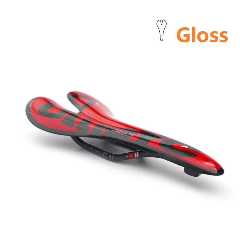 Gloss Red Велосипед полный углеродного волокна седло Подушка MTB горный велосипед складной велосипед Сверхлегкий углеродное седло сиденье черный/красный/зеленый - Цвет: Gloss Red