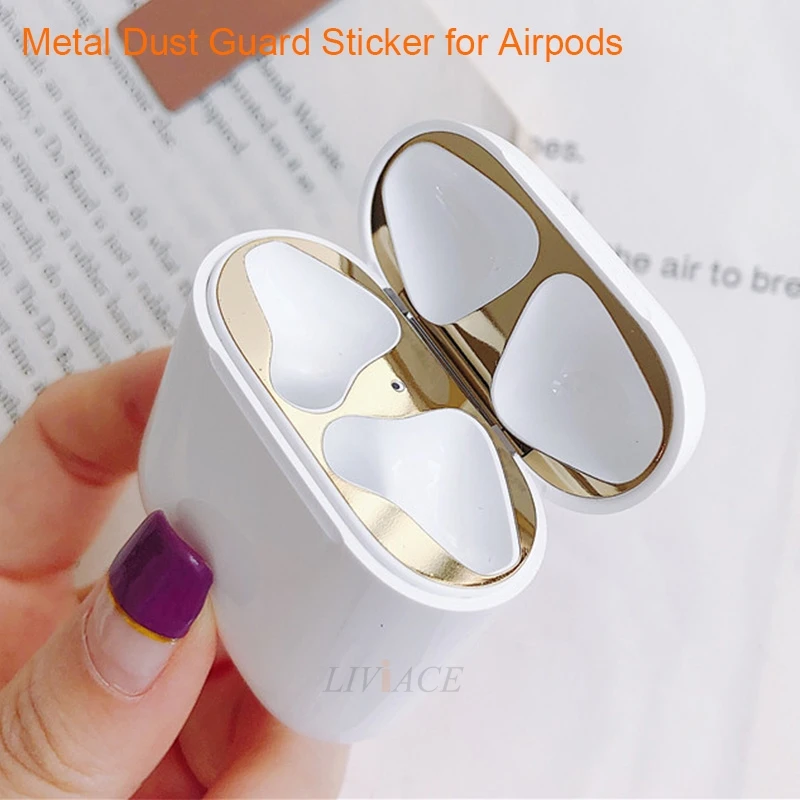 Металлическая пыль Защитная пленка для оригинального Apple AirPods чехол аксессуар