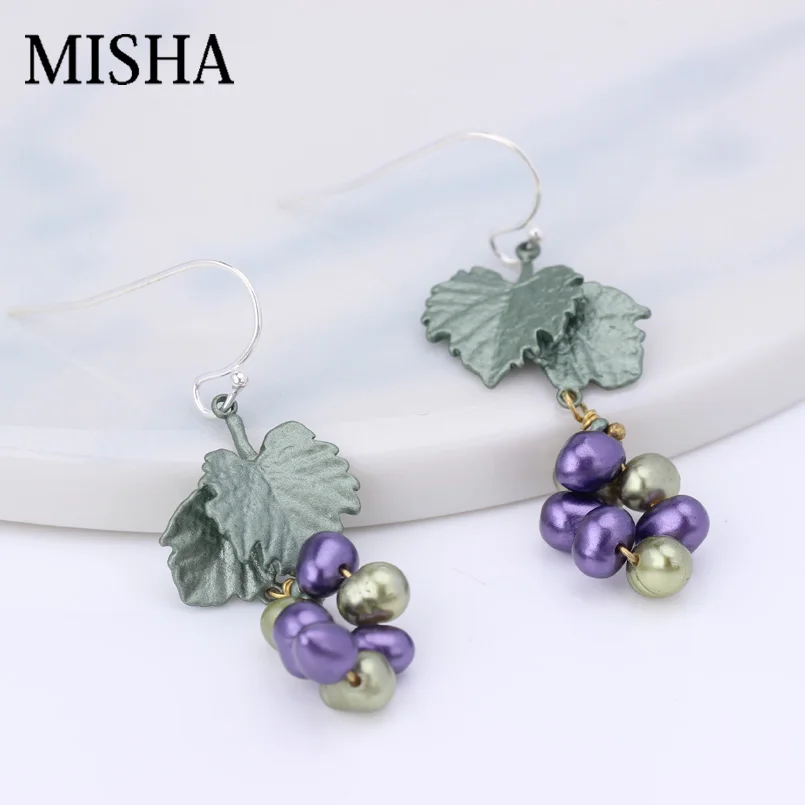 MISHA, женские Роскошные Ювелирные наборы, высокое качество, ручной работы, свадебные ювелирные наборы, Пресноводный Жемчуг, ожерелье, серьги-гвоздики, L2247 - Окраска металла: B Earrings