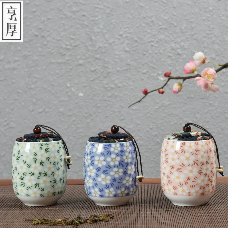 Чай банки ручная роспись Керамика сахар кофе Caddy хранения фарфор элементы