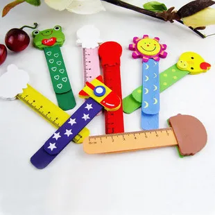 

5pcs/lot Multi-function Wooden Cartoon Ruler for Kids as Bookmarks