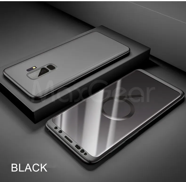Black 360 полная защита чехол для samsung Galaxy Note 5, 8, 9, S6 S7 край S8 S9 S10 плюс A6 A7 A8 A9 A70 5G A50 A40 A30 Стекло крышка - Цвет: Black
