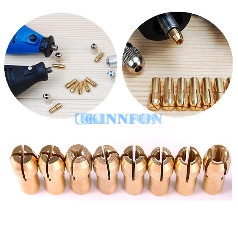 

DHL 200Set *10pcs Brass Collet Include 1mm/1.6mm/2.3mm/3.2mm Rotary Tool Fit Dremel Drill (Size: 8pcs-pack)