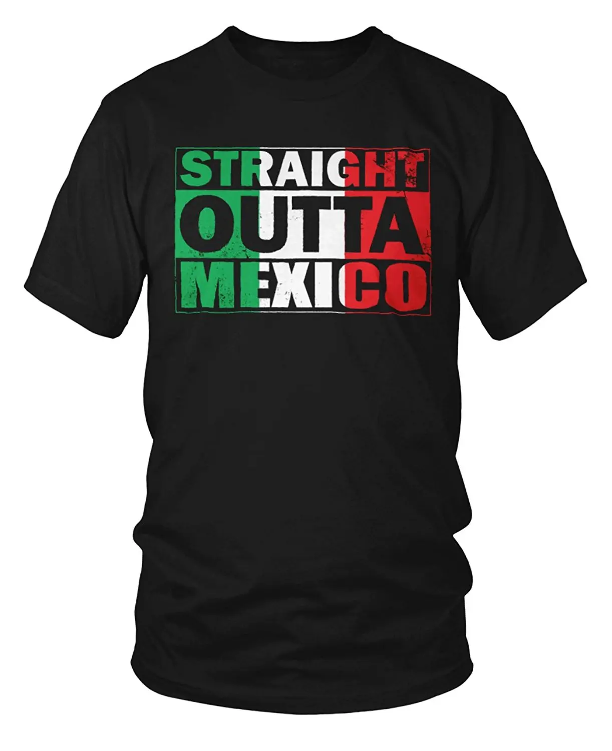 

Men High Quality Casual Short Sleeve Tshirt Novelty Straight Outta Mexico Distressed Mexican Flag Country Multicolored T-Shirt