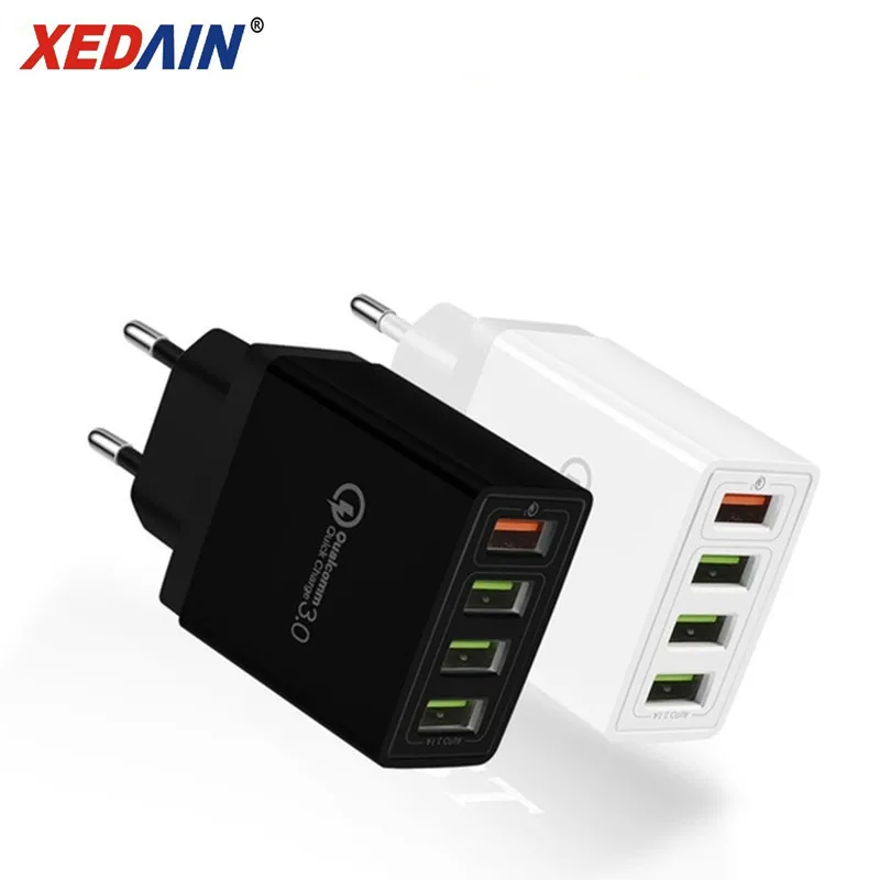 4 порта для телефонов, быстрое зарядное устройство QC 3,0, 4 USB кабеля, штепсельная вилка стандарта ЕС/США, максимальное быстрое зарядное устройство s, зарядка для iphone XR XS Plus, samsung, huawei, Apple