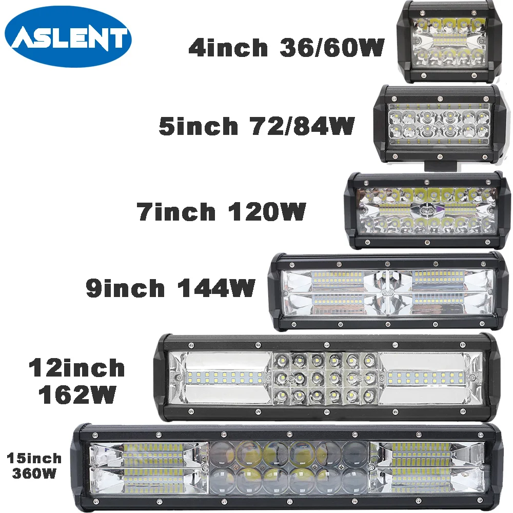 

Aslent 5 7 12 15 inch 36W 60W 72W 120W 240W LED Work Light Bar headlights Spot flood For 4WD 4x4 Offroad SUV ATV Tractor Truck