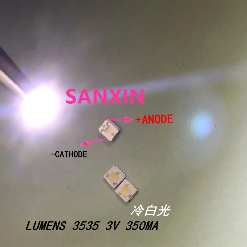 Оригинальный флип чип с LED подсветкой 300 лм 2 4 Вт 3 в 3535 холодный белый свет для SAMSUNG