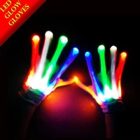 200pairs halloween cosplay rave led luminous gloves colorful light knitted gloves finger glowing flashing unisex skeleton gloves