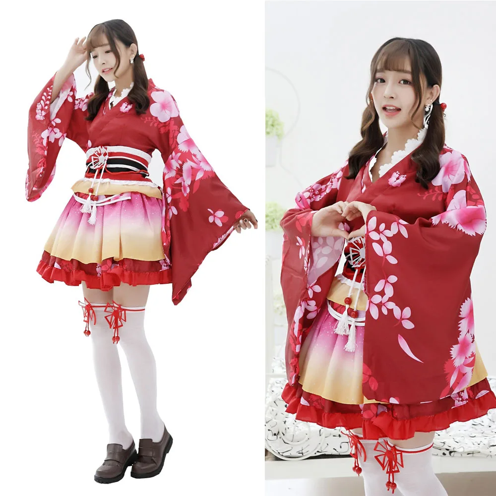 Аниме Love Live костюмы для косплея кимоно Kousaka Honoka Sonoda Umi Nishikino Maki костюм на Хэллоуин