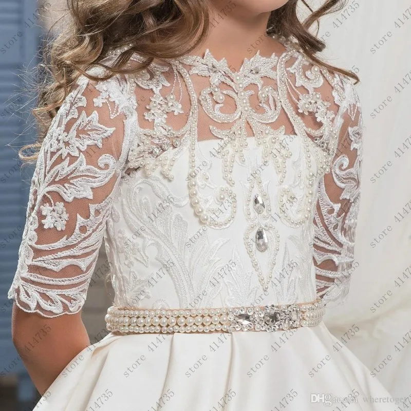 Customized 2019 flower girl dresses for weddings Cute long lace vestido primera comunion 2-14 dress | Свадьбы и торжества
