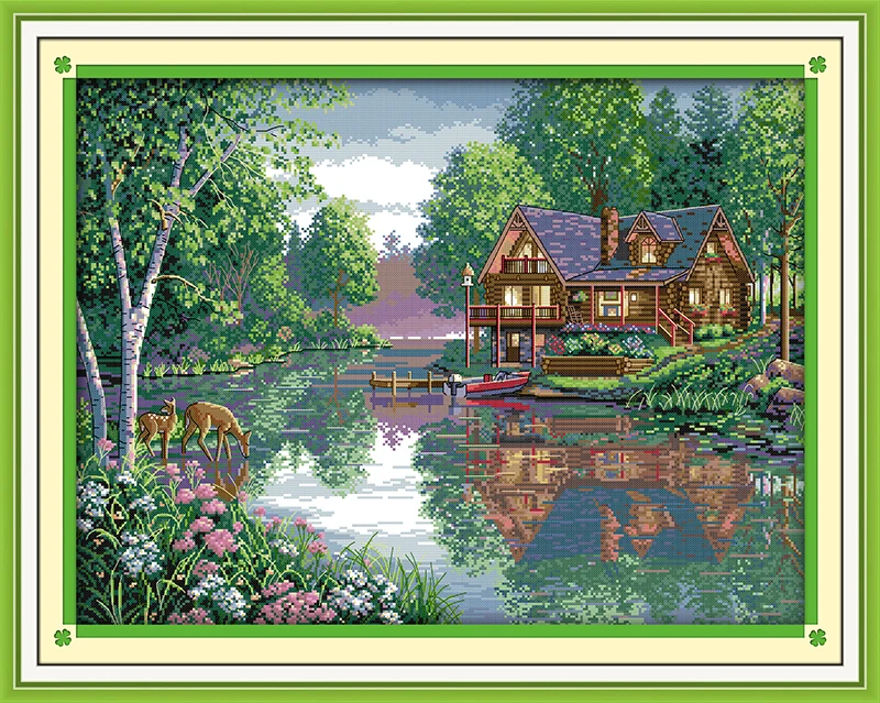 

Leisure hut cross stitch kit 18ct 14ct 11ct count printed canvas stitching embroidery DIY handmade needlework