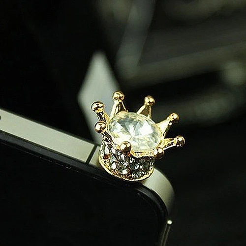 Мода Rhinestone Корона 3 5 мм против пыли наушников Разъем Крышка Пробка Кепки |