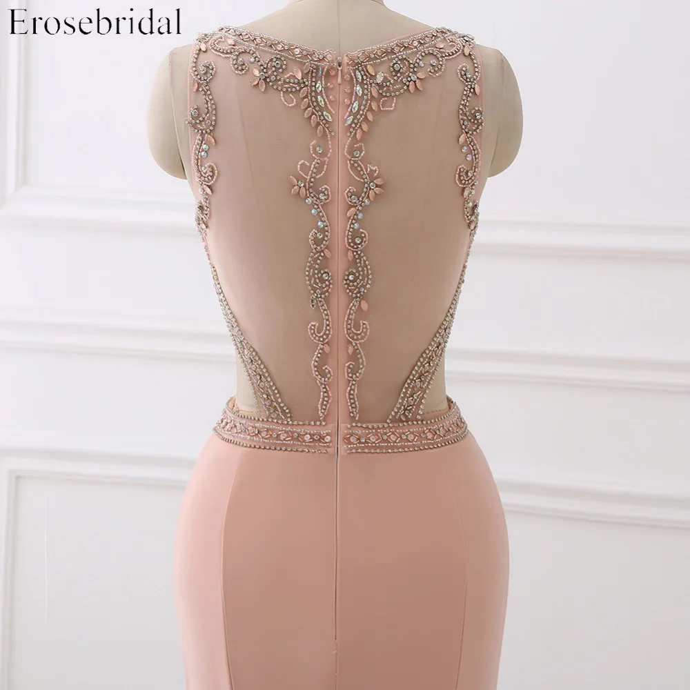 2017 Спандекс Вечернее Платье Erosebridal просто Русалка отделка бисером vestido de festa