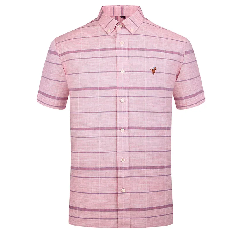 2019 Летняя мужская рубашка с коротким рукавом 100% хлопок обычная посадка не