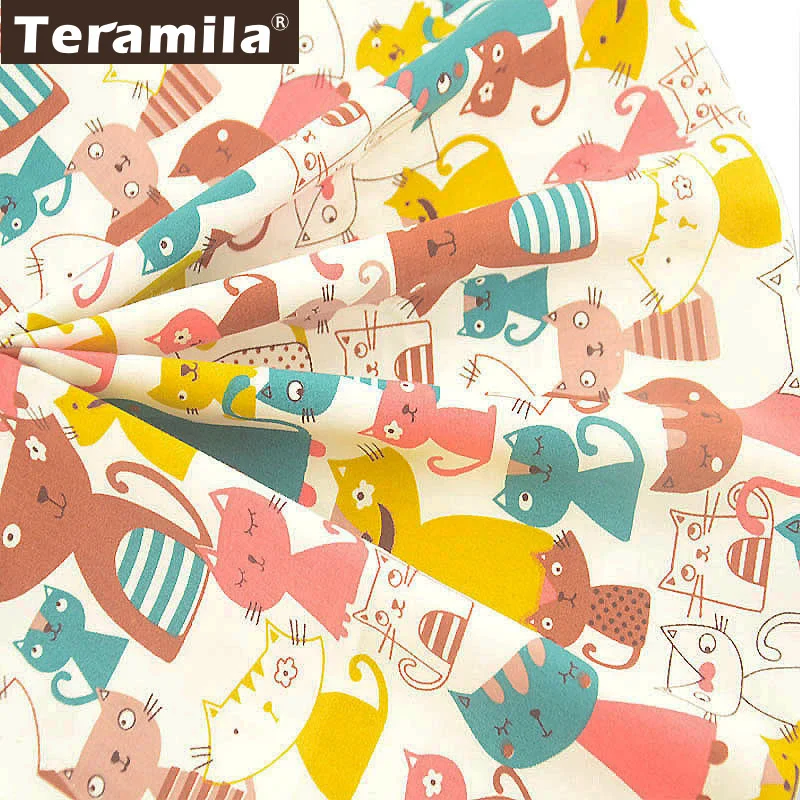 Teramila 100% хлопок саржевая Ткань Белый тела швейный материал Patchwrok DIY мультфильм