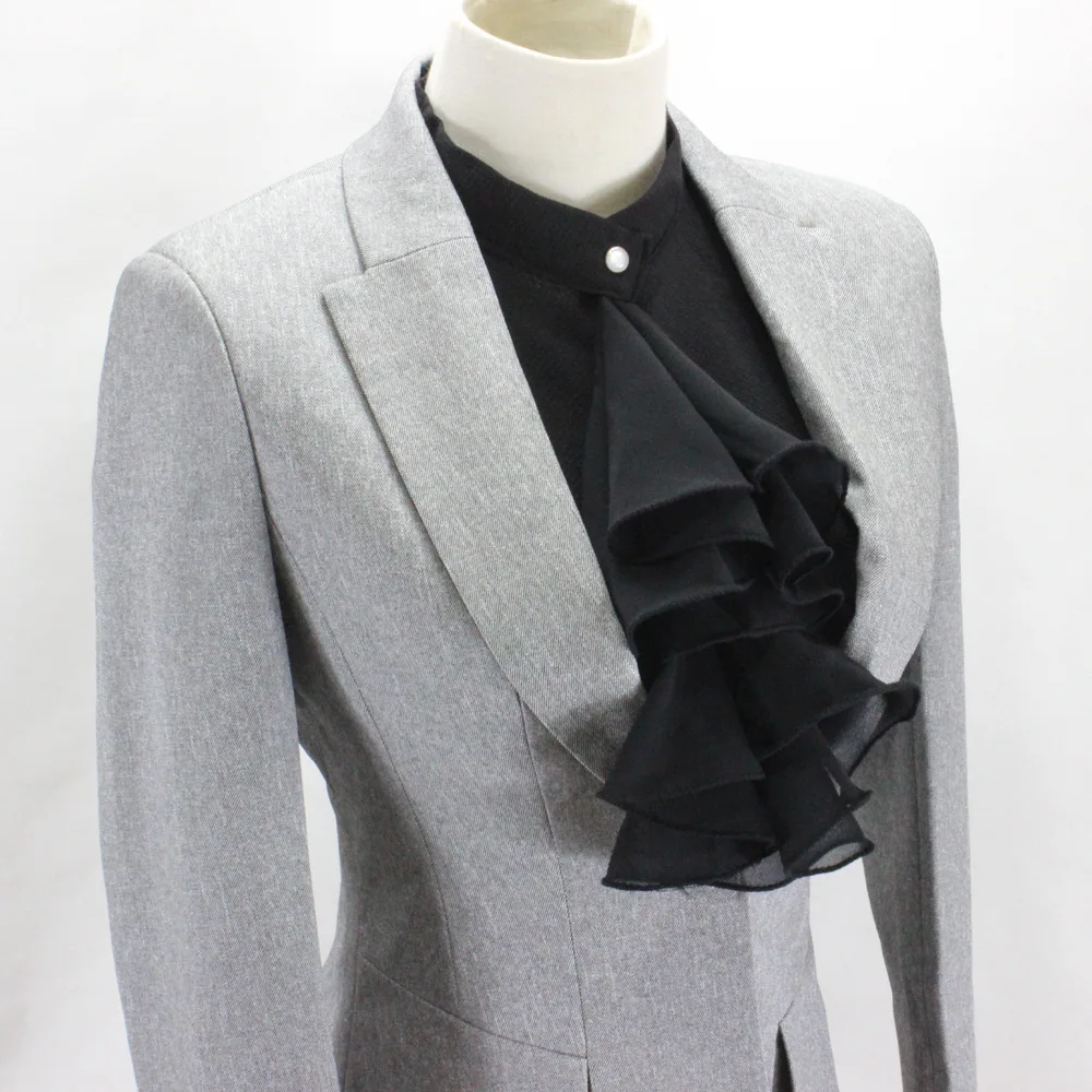 

Retro court chiffon shirt collar professional suit decorative black White Black Tie Vintage Detachable Collar False Collier