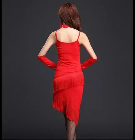 Новинка 2017 женское платье с бахромой Rumba Samba Cha танцевальная одежда бальное Танго