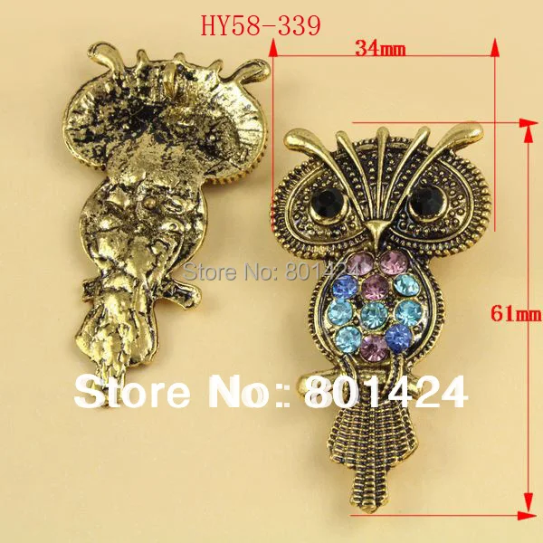 1 piece 58-339 antique bronze owl rhinestone pendant zinc alloy high quality CZ stone necklace | Украшения и аксессуары