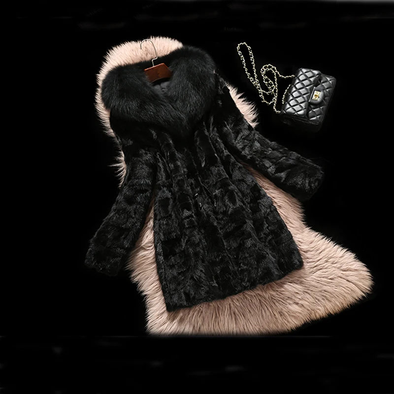 2017 Роскошные Подлинная Фокс меховой воротник пальто дамы реального норки Мех