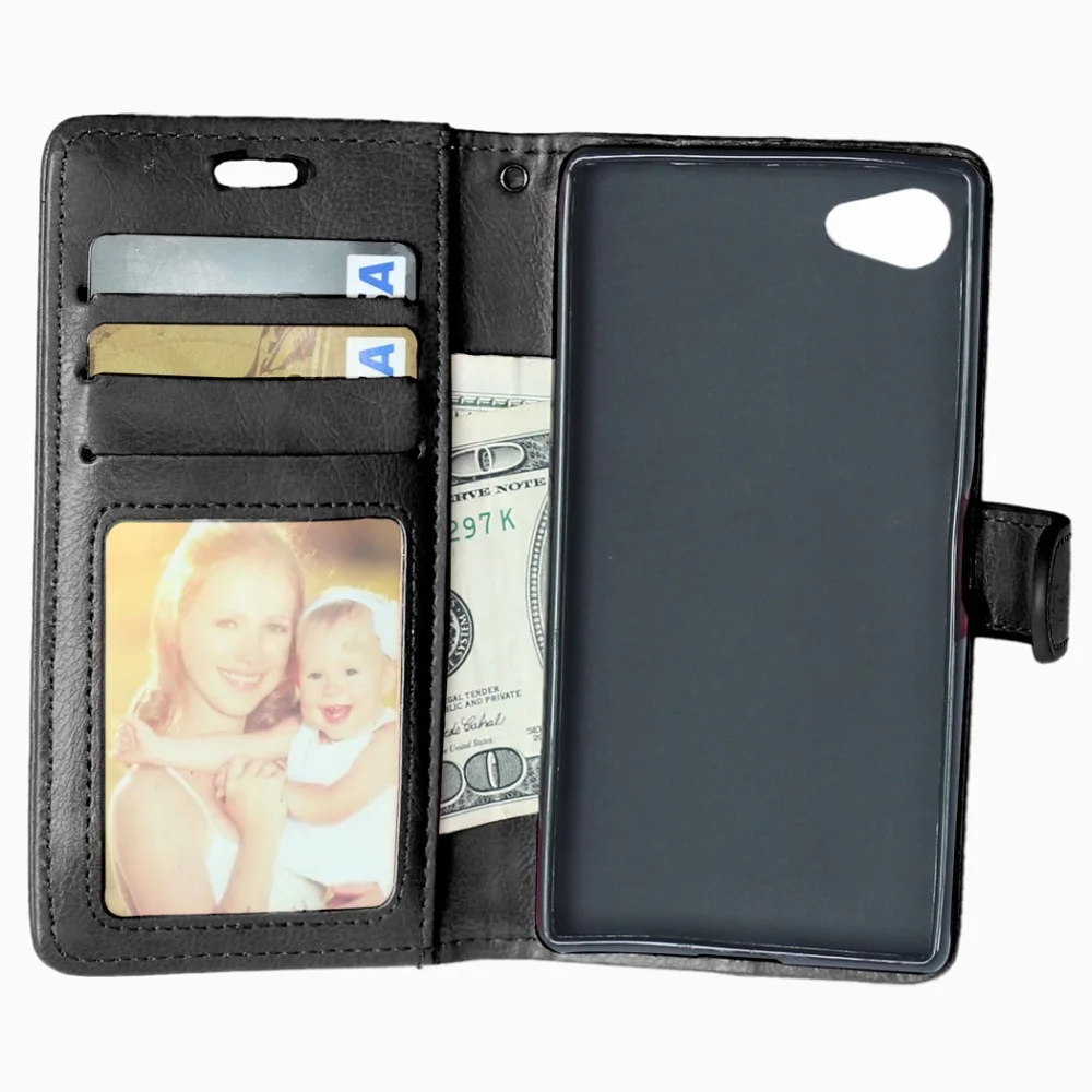 Для Sony Z5C Z5Compact case E 5803 5823 для Xperia Z5 compact Z 5 mini E5803 E5823 кожаный чехол бумажник с
