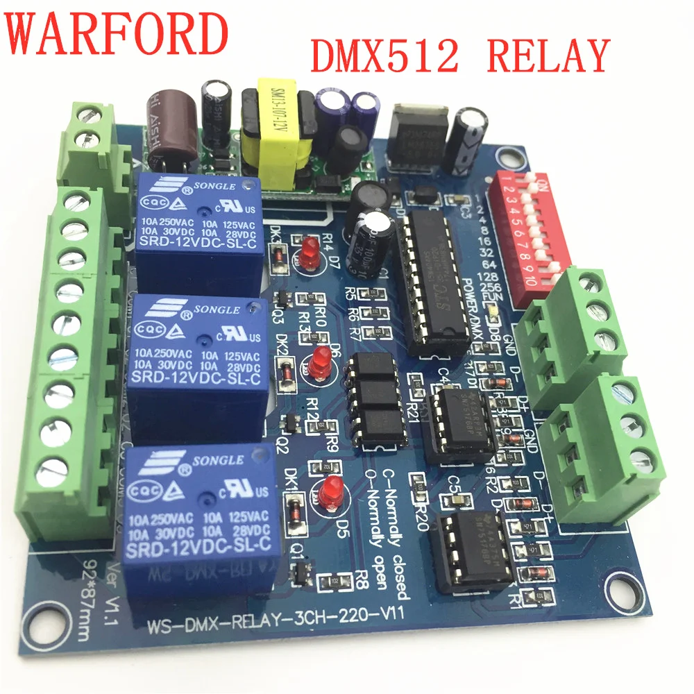 2018 new high quality1pcs 3CH*5A DMX512 relay input AC110v-220V use for led lamp strip DMX-RELAY-3 channel DMX controller | Освещение