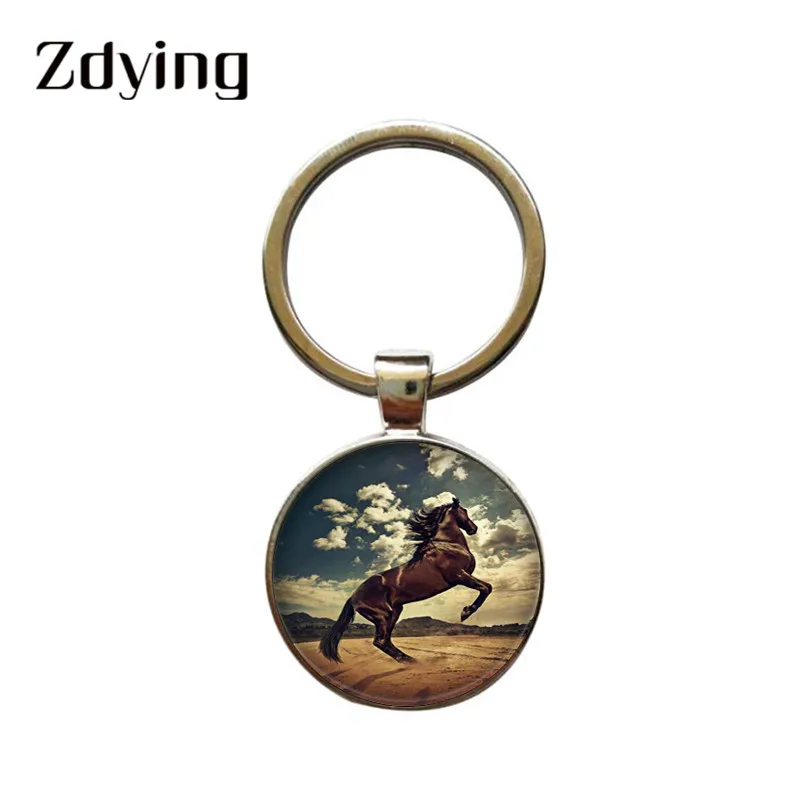 Модный брелок ZDYING Wild Horses стеклянный кабошон для бега с рисунком лошади подарок