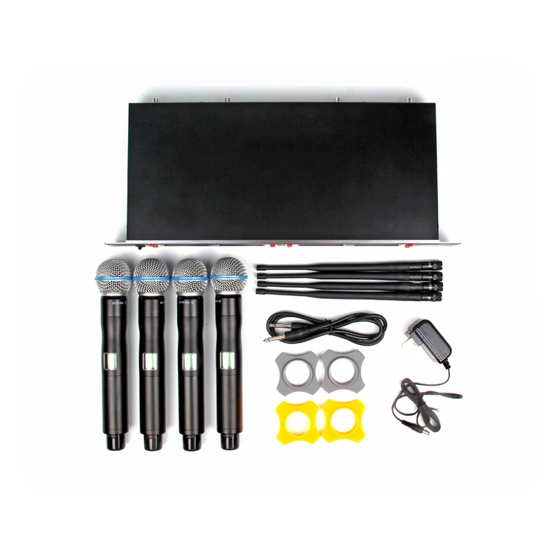 Профессиональный беспроводной микрофон с разнообразием 4 канальный тюр UHF DR для