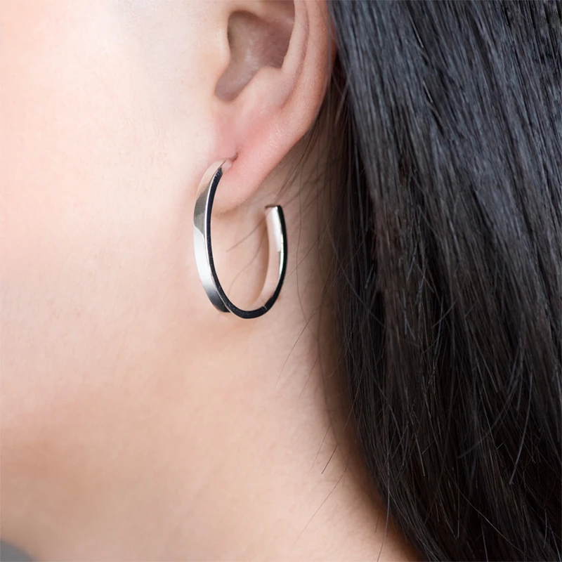 2018 Модные женские круглые серьги из стерлингового серебра простые большие