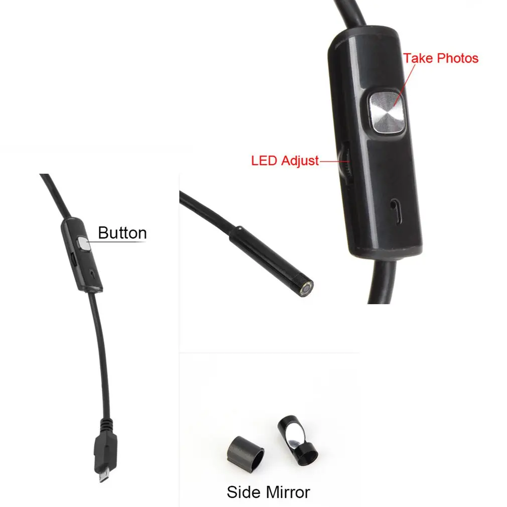 1 шт. USB эндоскоп камера HD 480 P 2 м водонепроницаемый 110A мягкий кабель 7 мм 6