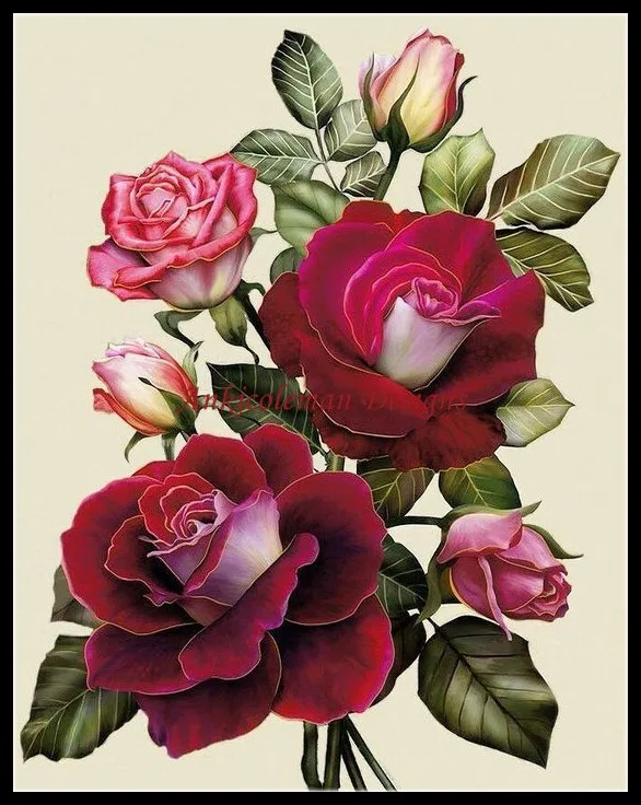 

Needlework for embroidery DIY French DMC High Quality - Counted Cross Stitch Kits 14 ct Oil painting - Red Roses 3