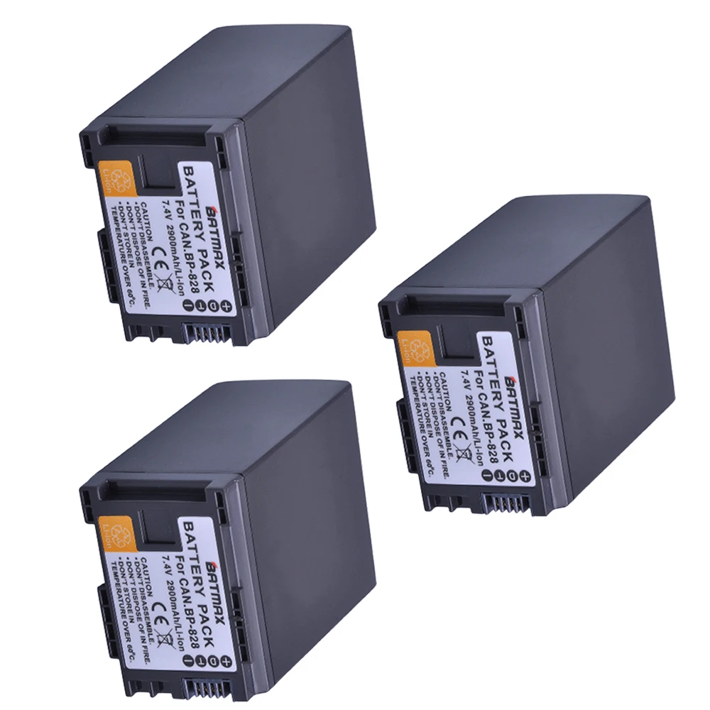 3 шт 7,4 V 2900 мА/ч, BP-828 Перезаряжаемые Батарея BP828 BP 828 Камера Аккумуляторы для Canon HF G30 HFG30 XA20 XA25 BP-820
