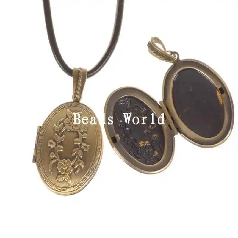 Wholesale Free Shipping 1 Pcs Bronze Tone Picture /Photo Oval Locket Frame Pendants Flower Pattern Carved 52x27mm(W05076) | Украшения и