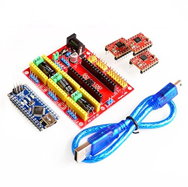 Бесплатная доставка 3DV4 CNC Щит V4 + Nano 3 0 шт. A4988 Reprap шаговый набор драйверов для
