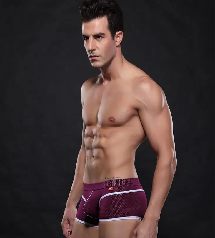 Мужские сексуальные сетчатые боксеры шорты дышащее нижнее белье Wangjiang|mesh boxer