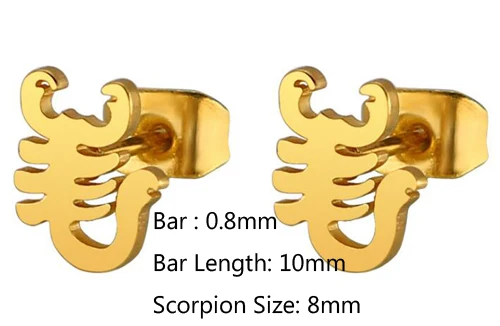 1 пара панк нержавеющая сталь серьги-гвоздики мужские пуш-ап 0 8 мм серьга Скорпион