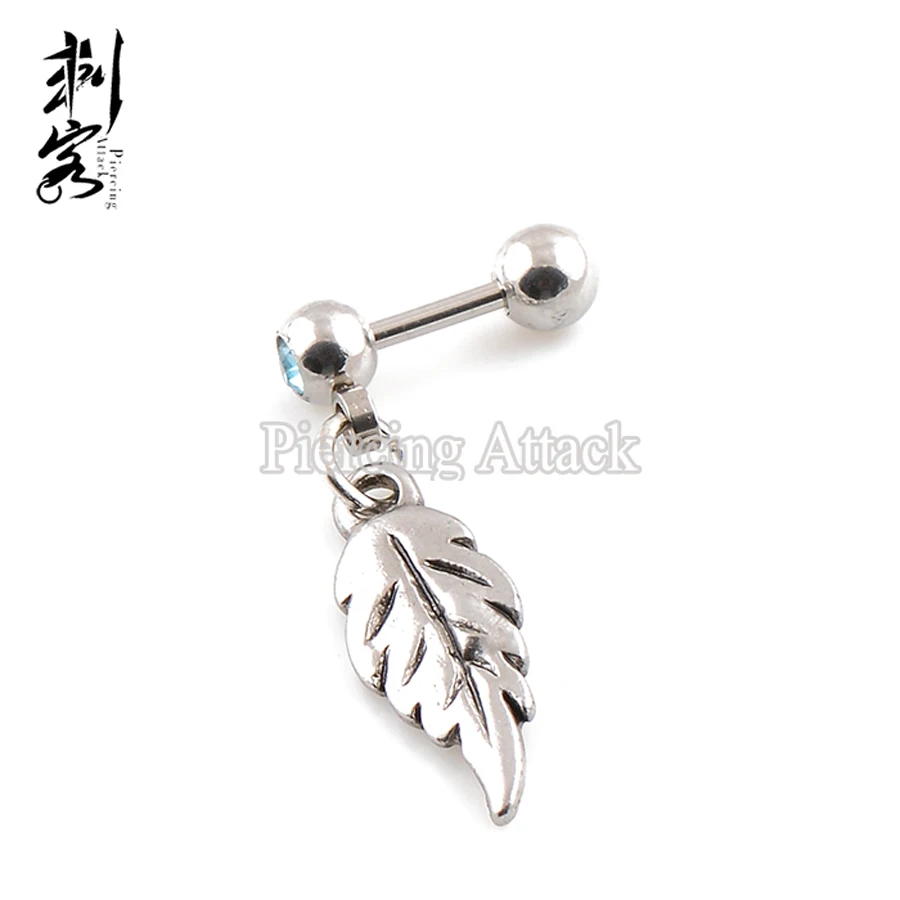 316L хирургическая сталь кристаллический драгоценный камень падение перо Висячие