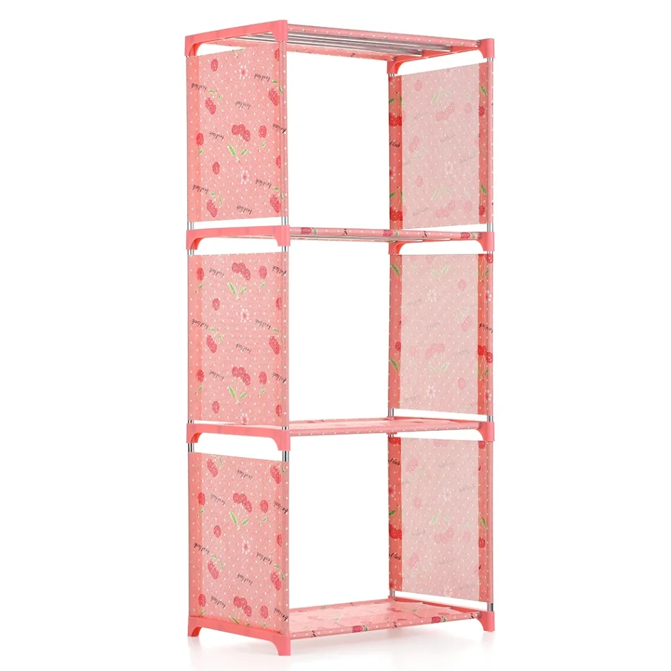 Pink 4-Shelf 5-полка книжные полки простой нетканый материал складной стоьте вверх книжные полки мебель для дома украшения полка Экономия пространства - Цвет: Pink 4-Shelf