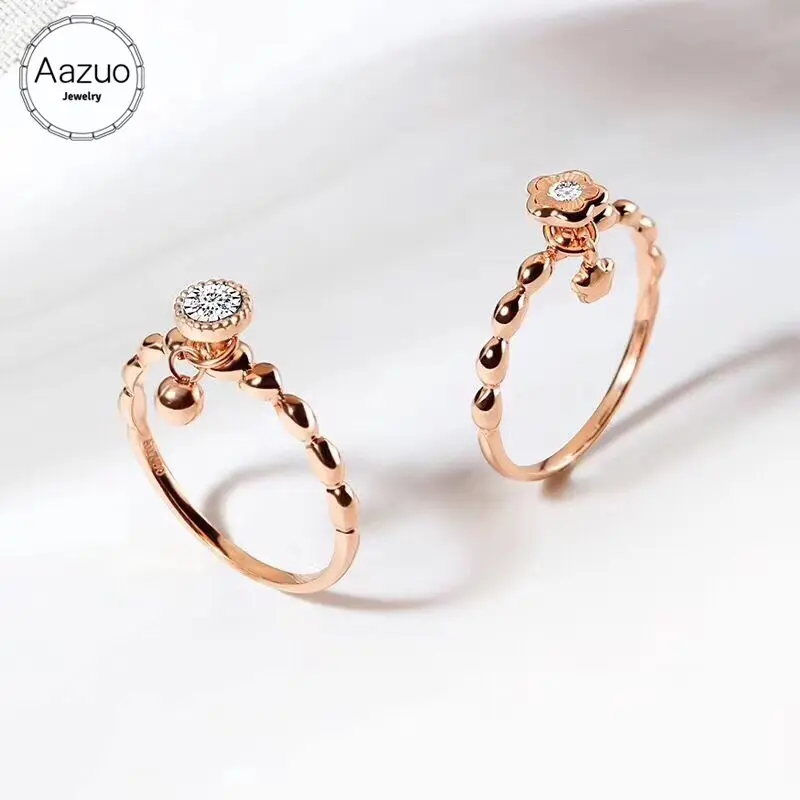 Aazuo 100% 18K розовое золото настоящий бриллиант цветок & круглая цепь кольцо для