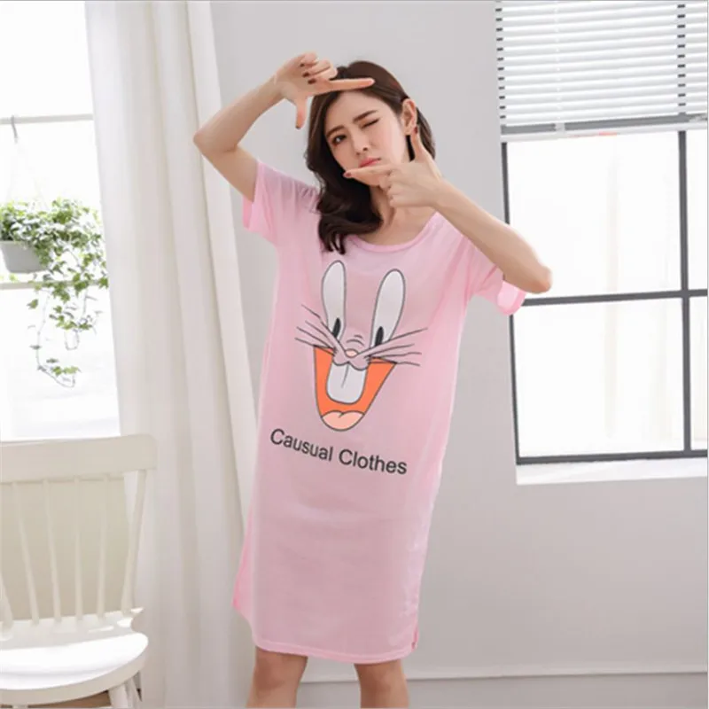 Женская мода Ночные сорочки дышащая мультфильм шаблон пижамы прекрасный