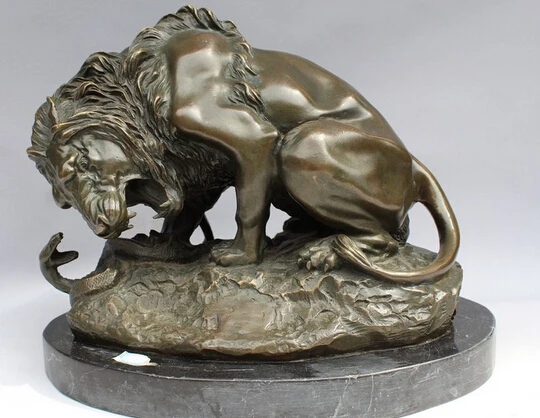 Оптовая продажа фабрики 10 &quotWestern Art Бронзовая Статуэтка Foo Собака Лев Змея базы