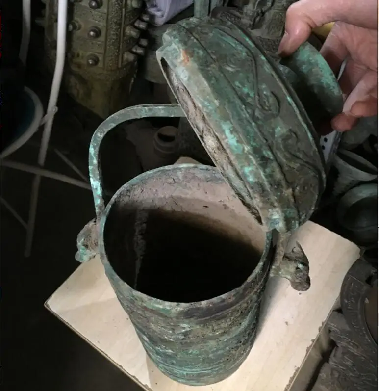 S5580 самый большой старинная китайская бронза народное слово пищевой сосуд для