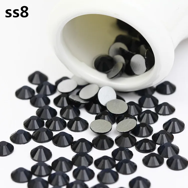 Качество АА 1440 шт./лот ss8 2 5 мм Crystal/jet black камни блестящие плоской задней ногтей не