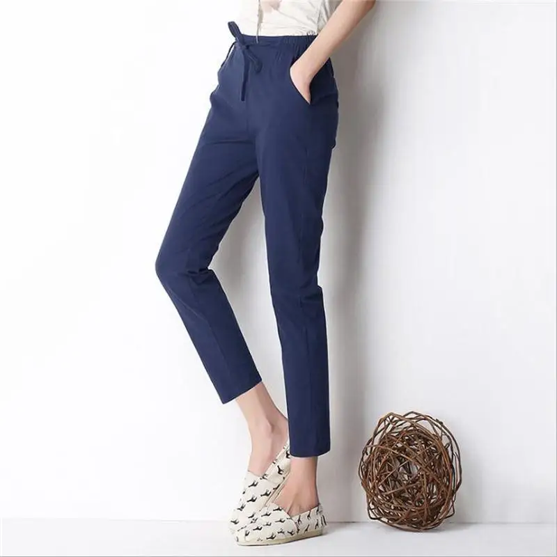 2016 Новый Осень Повседневная Регулярные Хлопок Карандаш Брюки Середина Полосатый