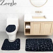 Thicken Flannel Bathroom Carpet Toilet Rugs 3D Cobble Embossing Bath Mats Bathroom Non-slip Carpet Mats Toilet Floor Mats Thicken Flannel Bathroom Carpet Toilet Rugs 3D Cobble Embossing Bath Mats Bathroom Non-slip Carpet Mats Toilet Floor Mats