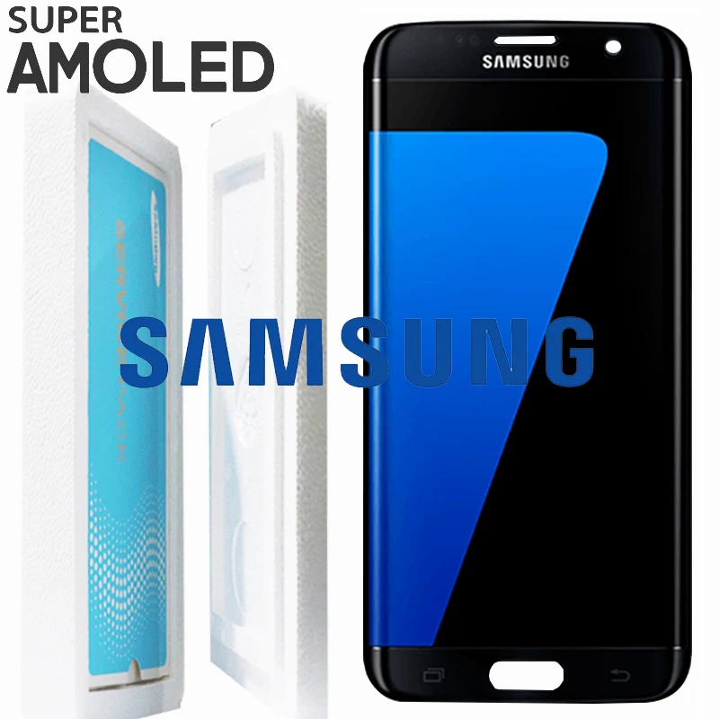 Черный золотой и серебряный цвет оригинальный Super AMOLED 5 ''для SAMSUNG Galaxy S7 край